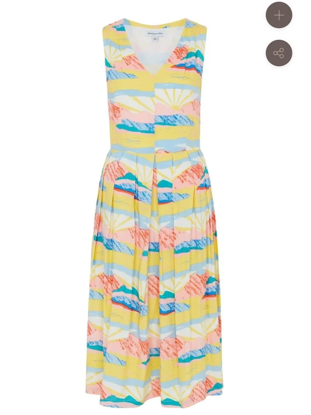 Emily And Fin Josie Bright Yellow Multicolor Sleeveless Dress Size 14UK - Picture 3 of 4